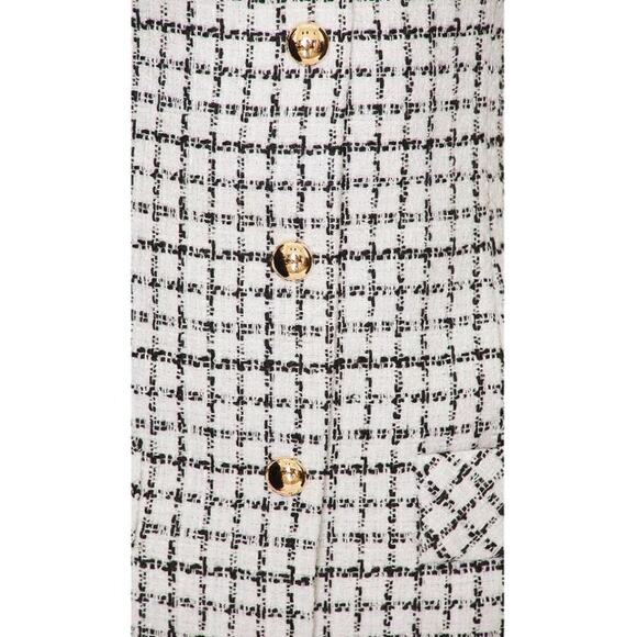 NWT Amanda Uprichard Ivana Mini Dress Tweed Button Front White Black Size Medium - Picture 11 of 14
